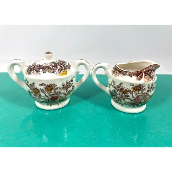 Vintage sugar bowl creamer set, Japan ceramic vintage set, retro decor - Picture 1 of 9